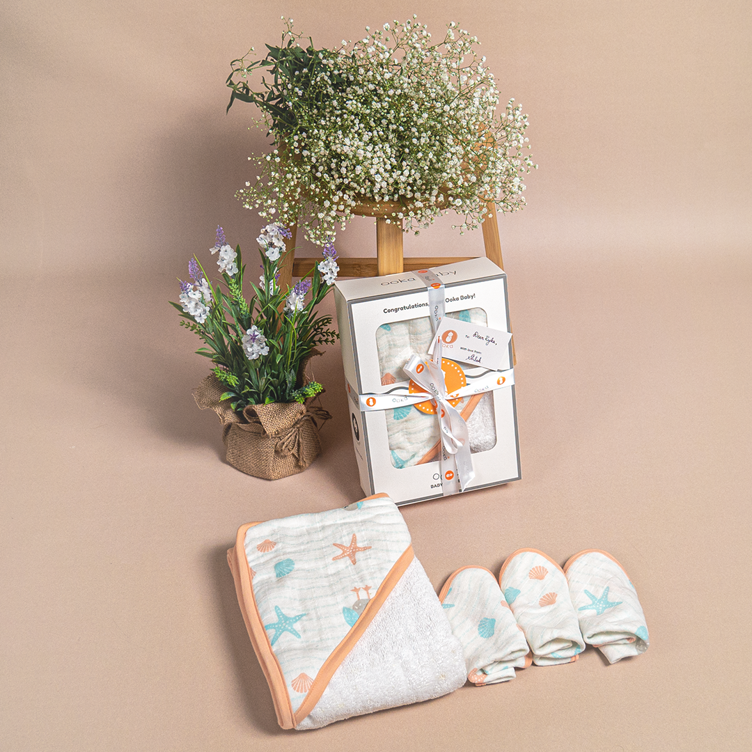 Baby Bathtime Gift Set from Ooka Baby (An Ocean's Lullaby Collection)-Available in 3 Prints