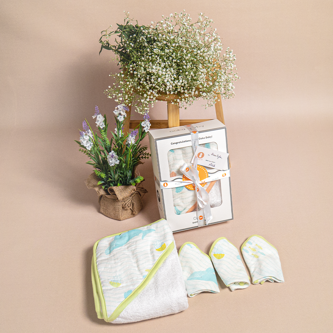 Baby Bathtime Gift Set from Ooka Baby (An Ocean's Lullaby Collection)-Available in 3 Prints