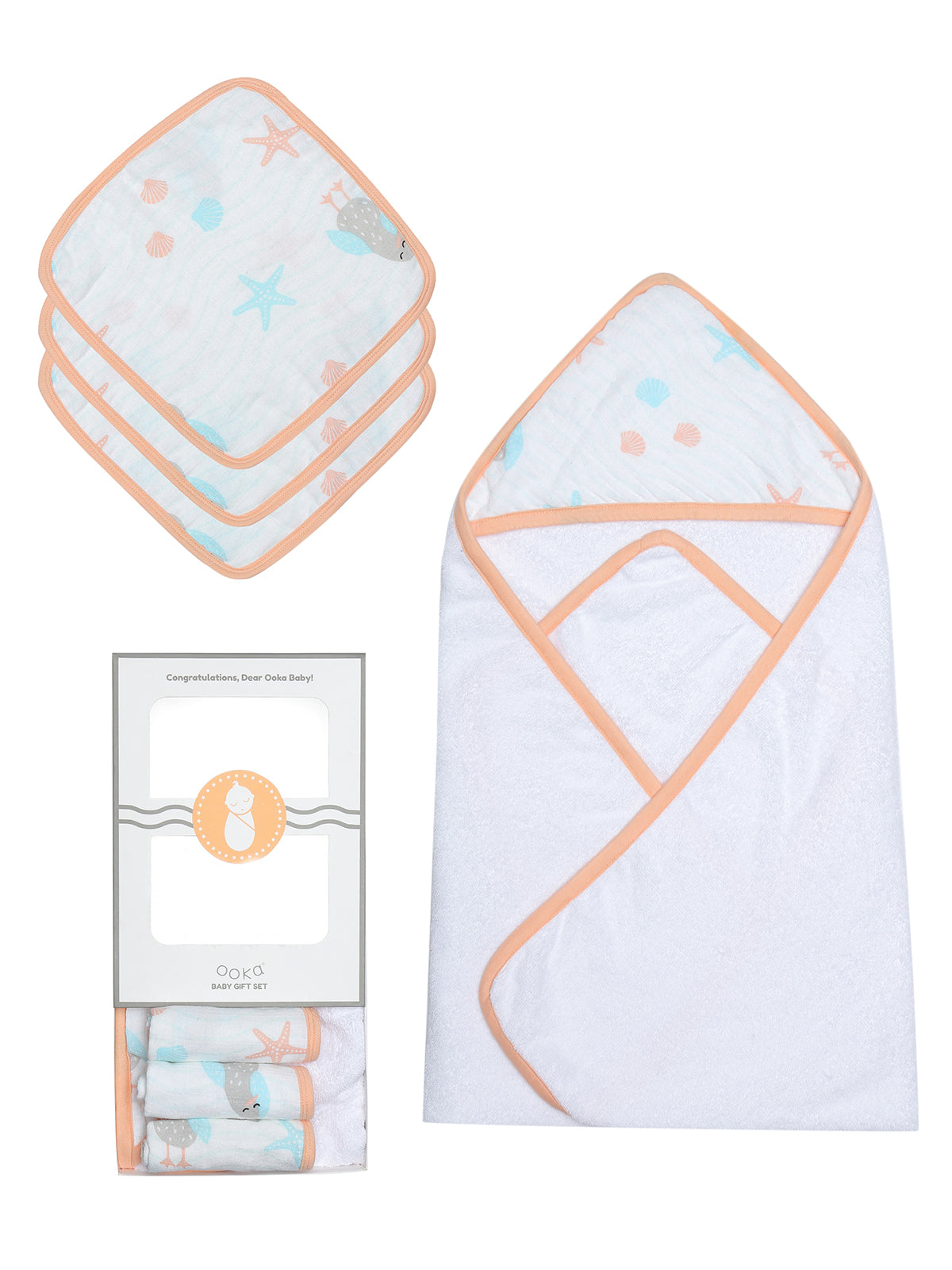 Baby Bathtime Gift Set from Ooka Baby (An Ocean's Lullaby Collection)-Available in 3 Prints