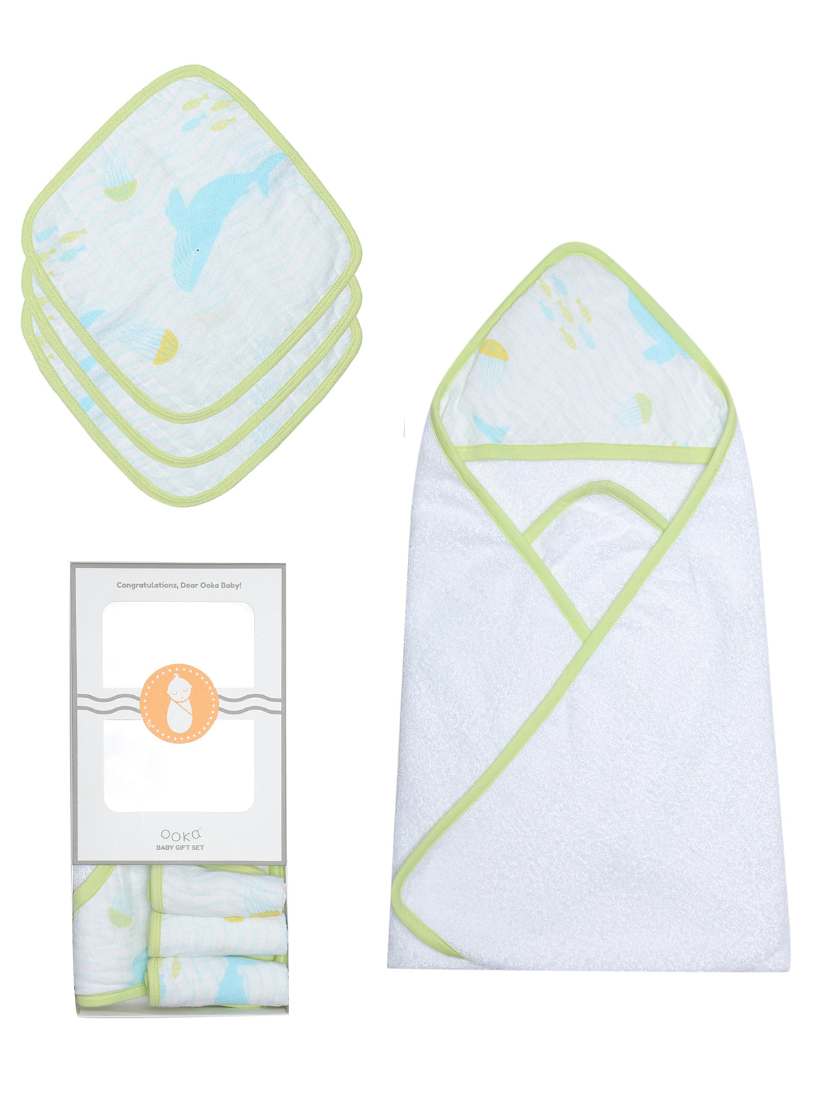 Baby Bathtime Gift Set from Ooka Baby (An Ocean's Lullaby Collection)-Available in 3 Prints