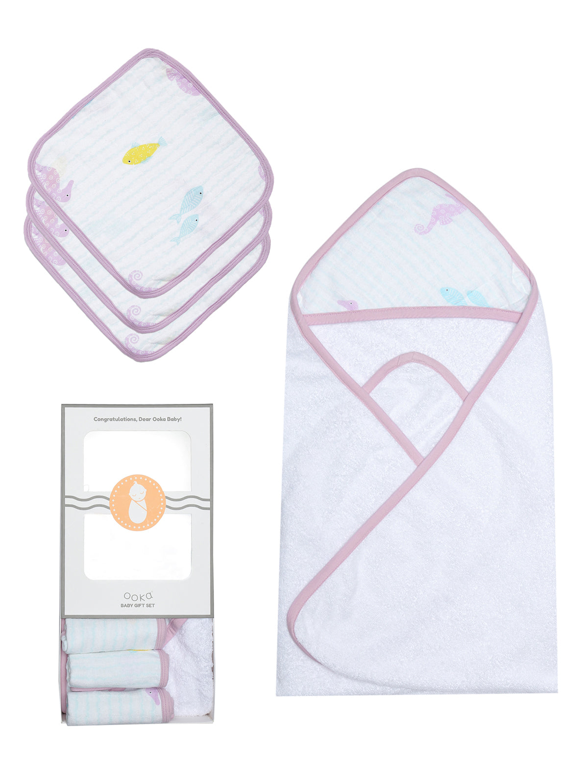 Baby Bathtime Gift Set from Ooka Baby (An Ocean's Lullaby Collection)-Available in 3 Prints